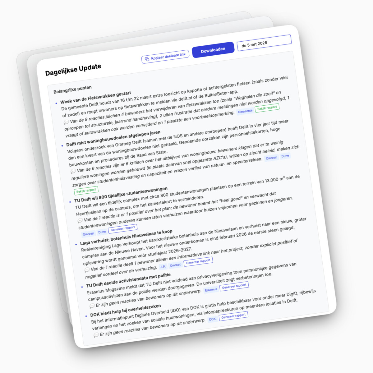 Dagelijkse Updates mockup